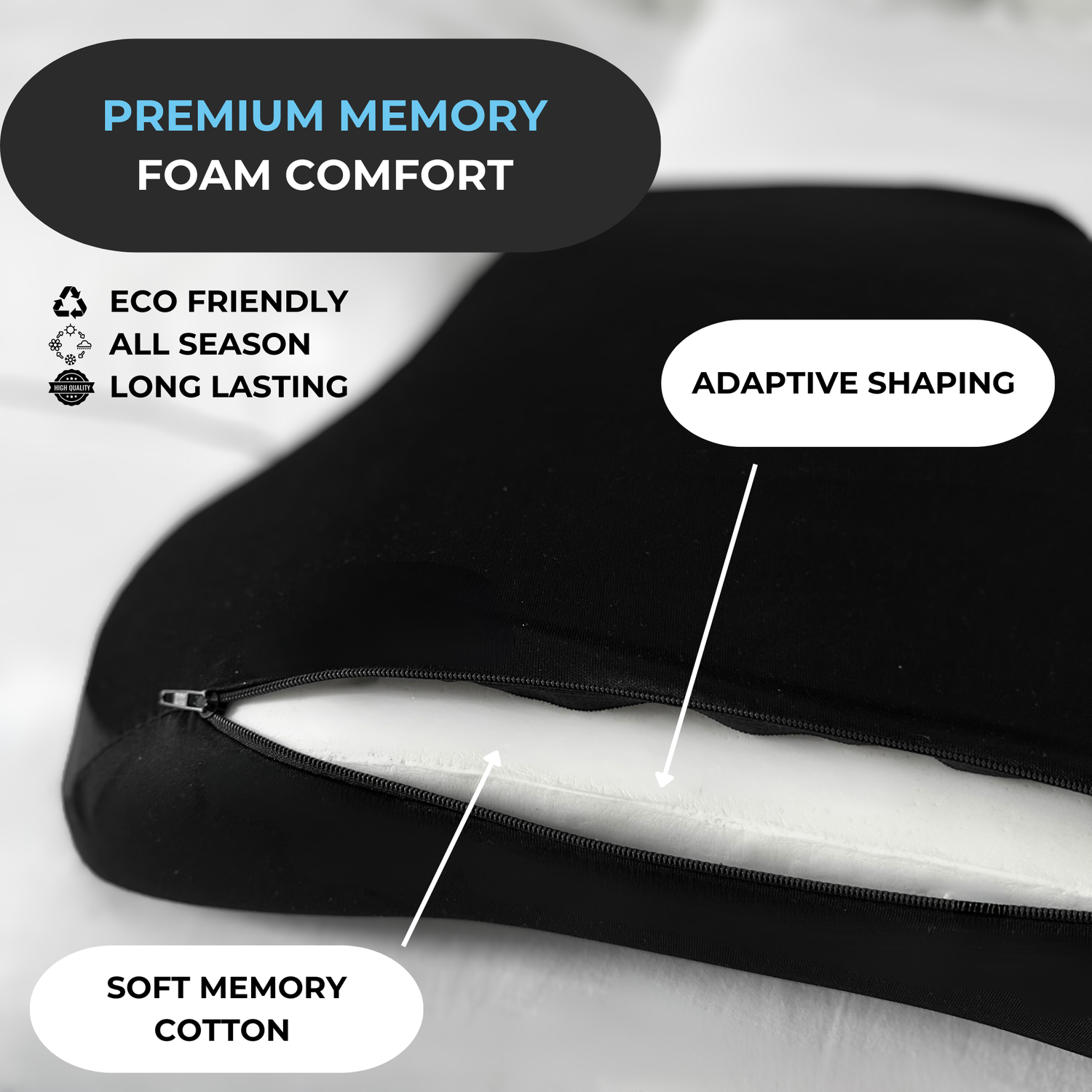 Close-up of the lumbar support pillow material, showcasing high-quality fabric and memory foam for enhanced comfort and durability